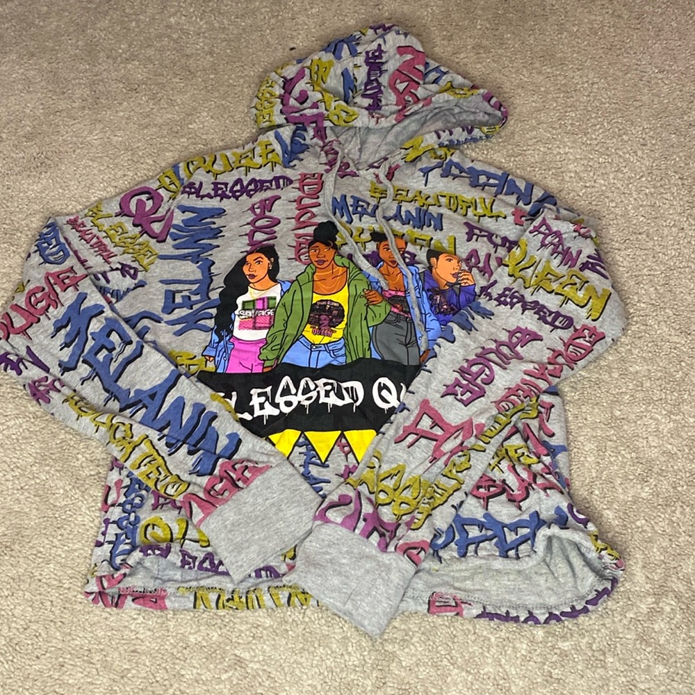 Blessed Queen cropped hoodie